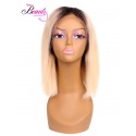 Ombre Blonde Bob Wig Human Hair with Middle Part 1BT613 1BTGreen Straight Lace Front Wig 150% Density