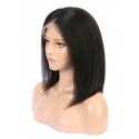 Pre-Plucked Yaki Straight 360 Lace Wigs Blunt Bob Cut Wig Middle Parting, 100% Indian Remy Hair 150% 180% Density, Bleached Knots