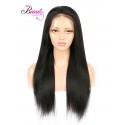 Brazilian Virgin Hair Yaki Straight Lace Front Wig 130% 150% 180% Density