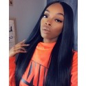 Indian Remy Hair Natural Silky Straight Full Lace Wig 130% 150% 180% Density