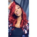  Beautyhairwigs Ombre Red Human Hair 360 Lace Frontal Wigs Pre Plucked for Black Women 150 Density
